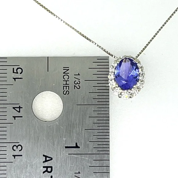 1.30 genuine tanzanite with diamond halo necklace